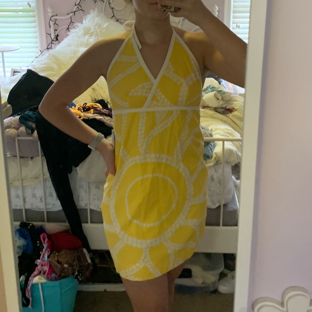 Yellow patterned dress
